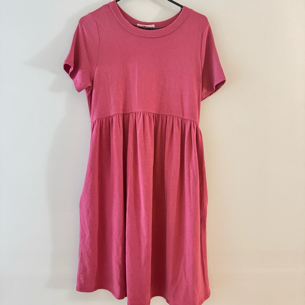 Hello MIZ Pink Midi Dress with pockets